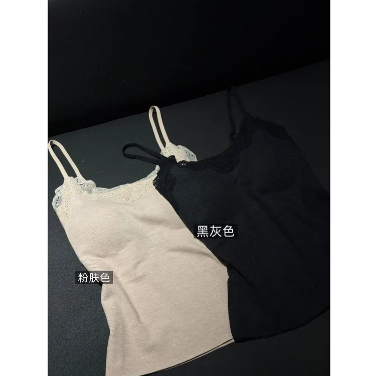 『GTYU』桑蚕丝 莫代尔 秋冬加绒加厚 带杯垫 背心吊带女打底 6019