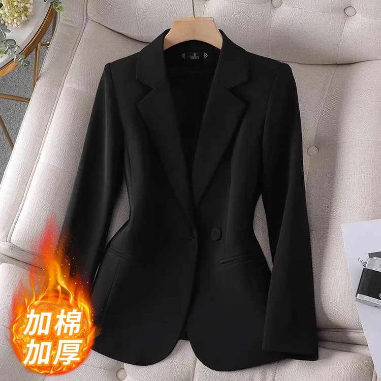 黑色西装外套女春秋2025新款休闲小个子高级感修身今年流行西服