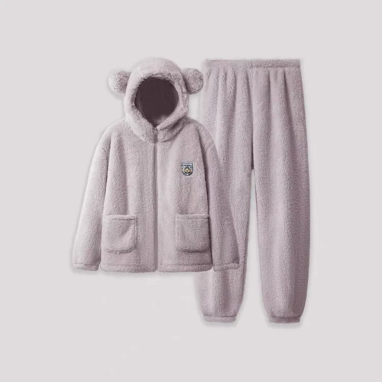 秋冬季加绒长袖连帽男女同款睡衣可外穿家居服SAXIAONI+LL0012