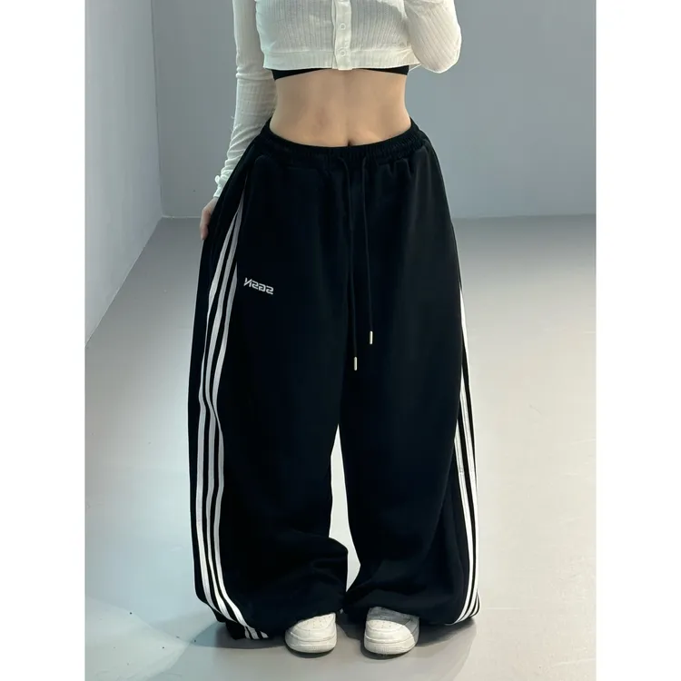 SHINING7 原创街舞三杠宽松oversize垂感直筒运动休闲卫裤7039