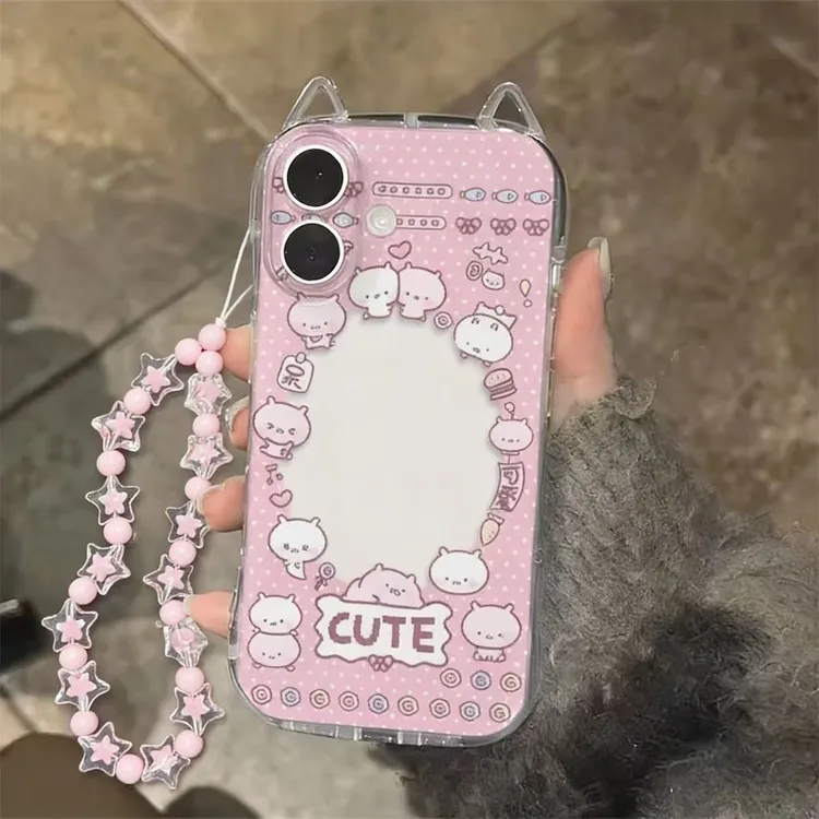 兔丸粉相框适用iPhone17猫耳朵透明手机壳xr华为oppo小米15小蛮腰