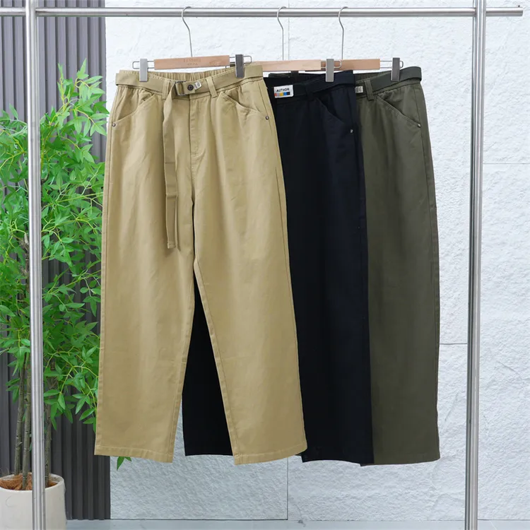 100棉秋季男士百搭工装休闲裤时尚腰带款宽松舒适长裤ZJ339/ZJ340