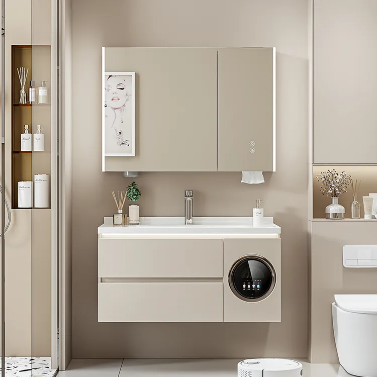 KUBIDE/酷比得【洗烘一体洗衣机】轻奢简约实木浴室柜组合洗漱台