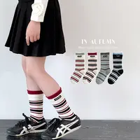 【搭配衣服更好看】女童袜子条纹卷边拼接袜春秋季儿童韩版百搭舒适
