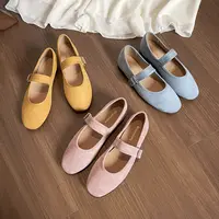 法式平底单鞋女2025新款春秋浅口芭蕾舞鞋浅口圆头绒面玛丽珍女鞋