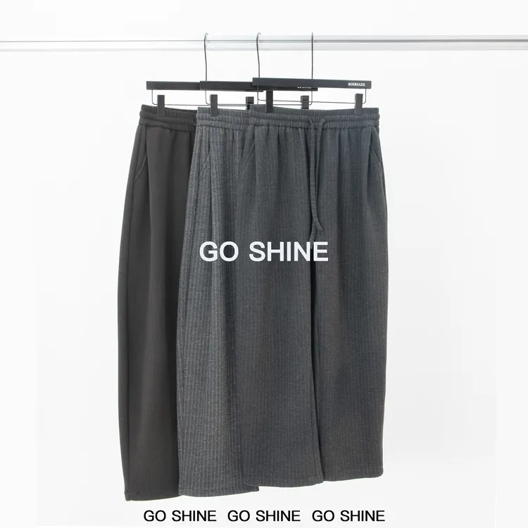 GO SHINE直筒微弯刀休闲裤男士条纹长裤阔腿裤百搭时尚