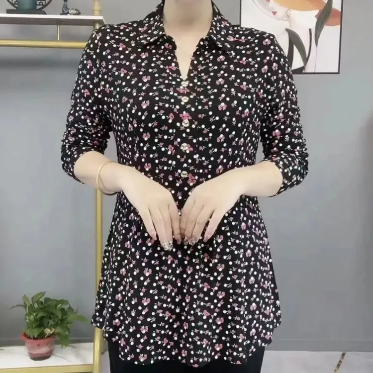 网红爆款春秋新款女装打底衫大码女装中老年女时尚洋气恤小衫上衣