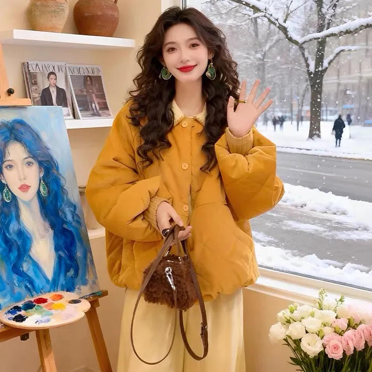 韩系时尚加厚保暖棉袄短外套2025秋冬季新款洋气显瘦设计感棉服女