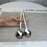 尚佰厨聚加厚不锈钢勺子家用简约吃饭成人汤匙创意长柄儿童圆勺