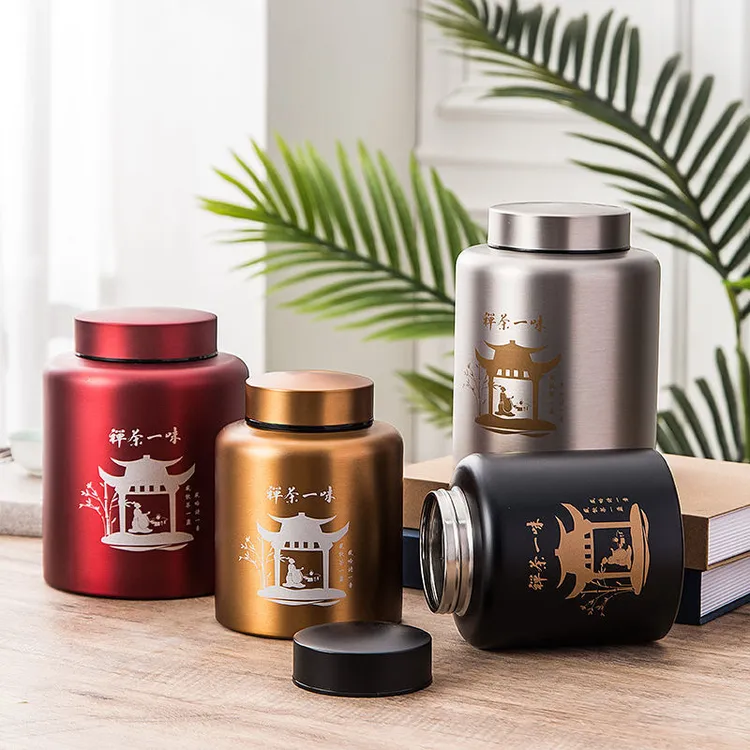 不锈钢螺纹茶罐装茶叶的密封茶叶罐 密封防潮精品高档家用茶叶罐