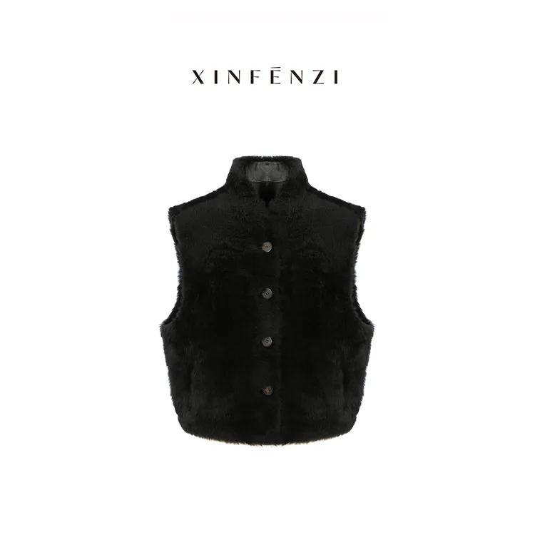 【星辰之吻】XINFENZI 土耳其进口LACON拉贡皮毛一体马甲外套 51378