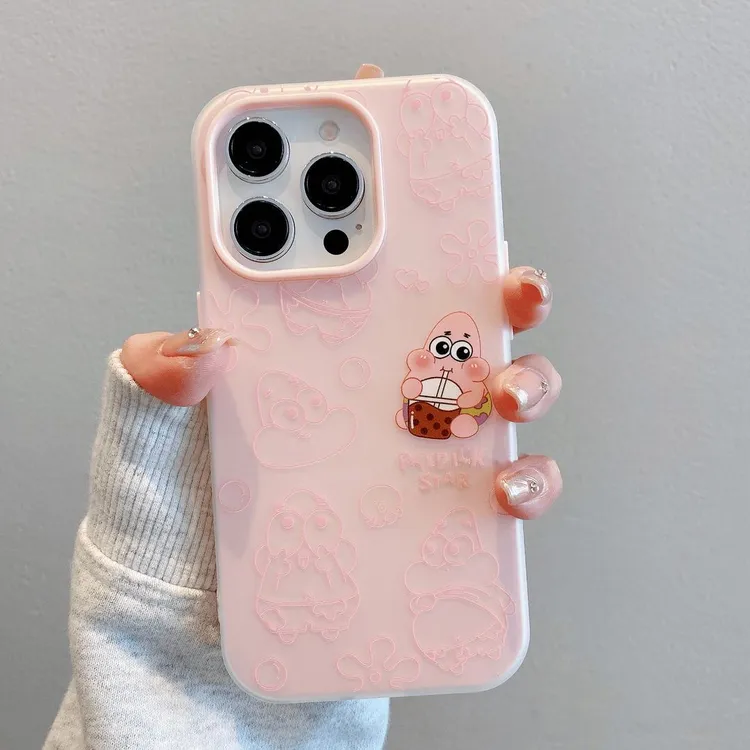 海绵宝宝派大星适用苹果16pro磨砂iPhone15果冻卡通14二合一13/12