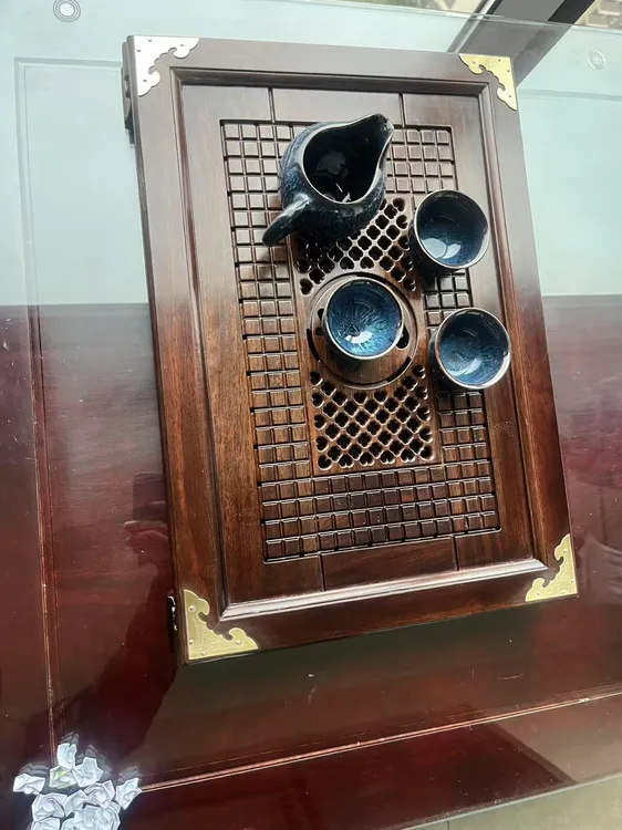 家具实木茶盘抽屉式长方形茶盘居家茶几用茶盘