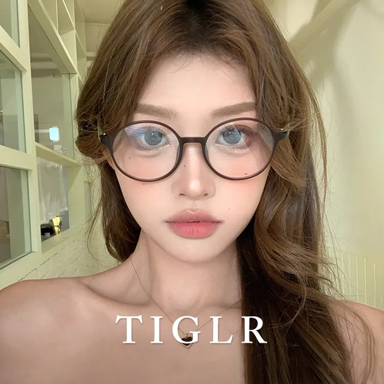 帝格勒韩系圆框茶色眼镜架近视女可配度数素颜显白防蓝光眼睛架