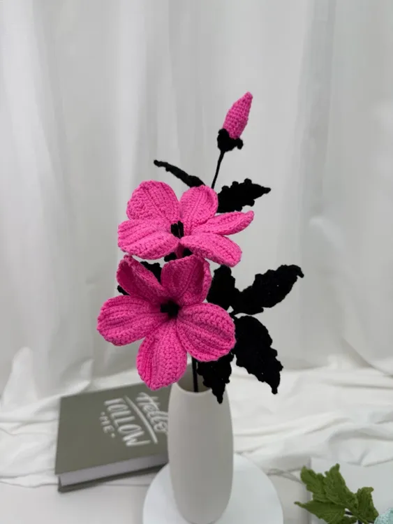 凌霄花钩织毛线花手工成品家居装饰可爱礼品花朵装饰品花束针织