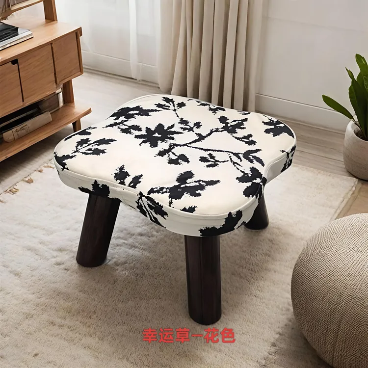 新款创意美式实木凳子家用凳软包矮凳客厅茶几