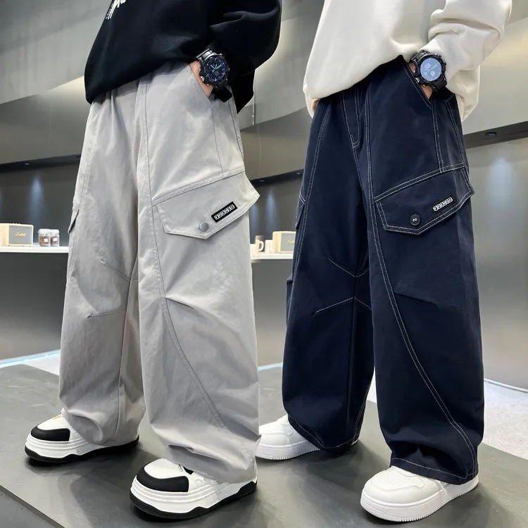 男童裤子春秋2025新款中大童酷帅男孩休闲炸街长裤儿童时髦工装裤
