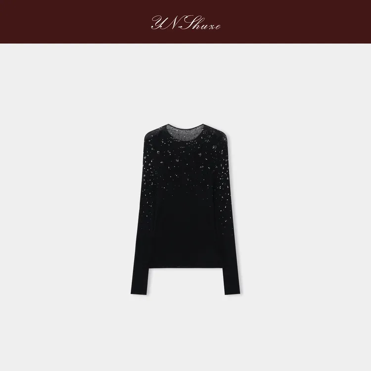YN-SHUZE重工烫钻洋气百搭羊毛圆领针织衫SZ-YNB-301A