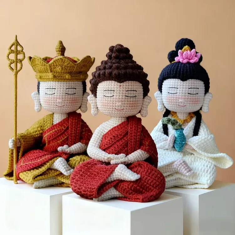 正版原创观音菩萨地藏王佛陀手工diy毛线材料包摆件编织玩偶礼物