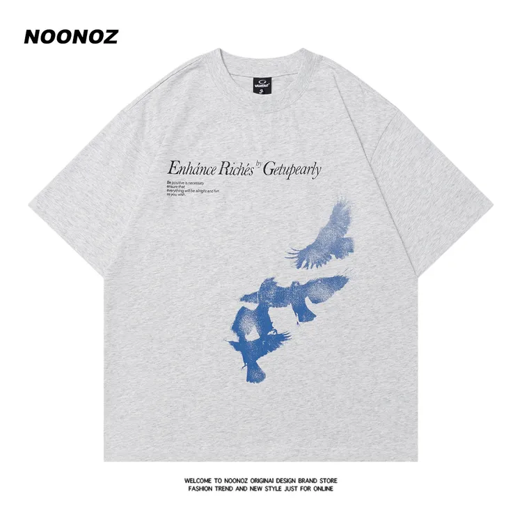 NOONOZ和平鸽印花短袖T恤男夏季美式复古潮牌情侣新款休闲上衣