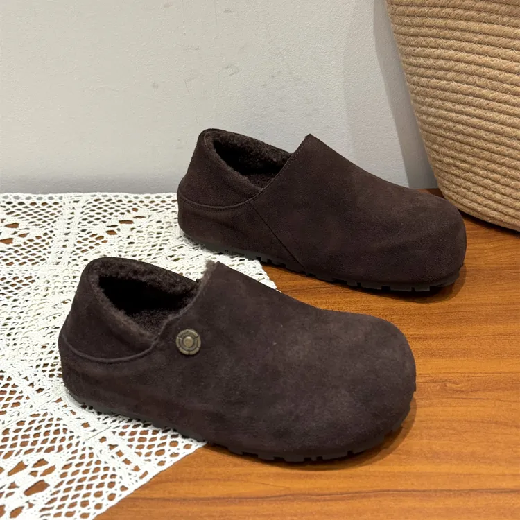 韩版厚底加绒两穿勃肯鞋女2025新款冬季舒适百搭复古洋气百搭单鞋