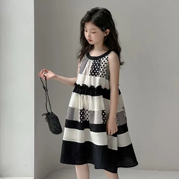 女童连衣裙夏季2025新款儿童拼色裙子夏装韩版女孩棉布裙夏款大童