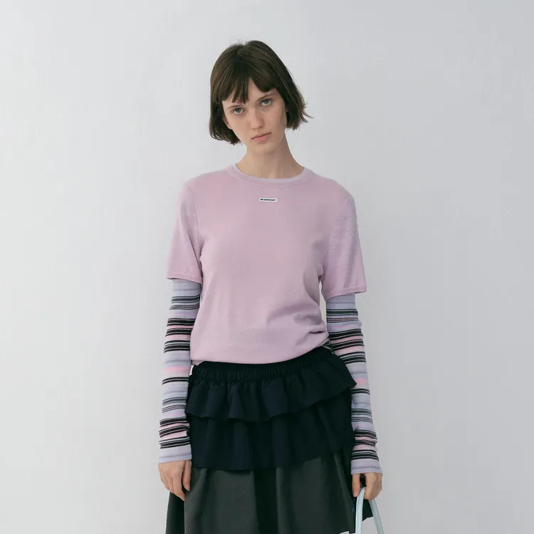 【NO DIRECTION+】假两件撞色条纹羊毛针织衫N610107620A