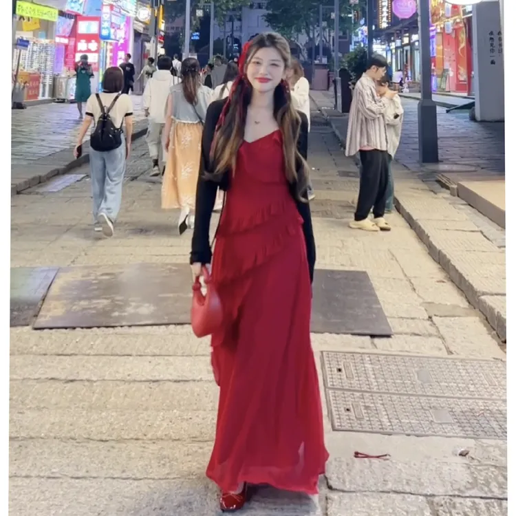 【莫奈花园】（单独连衣裙）夏季新款设计感不规则显瘦掐腰显瘦长裙
