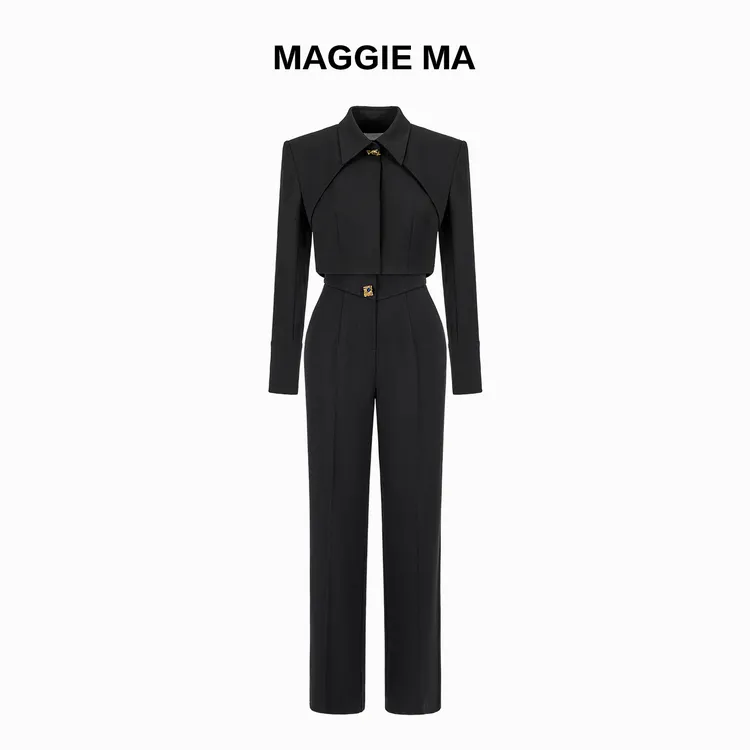 MAGGIE MA马婧设计师款经典黑色设计感气质干练套装515C/514P
