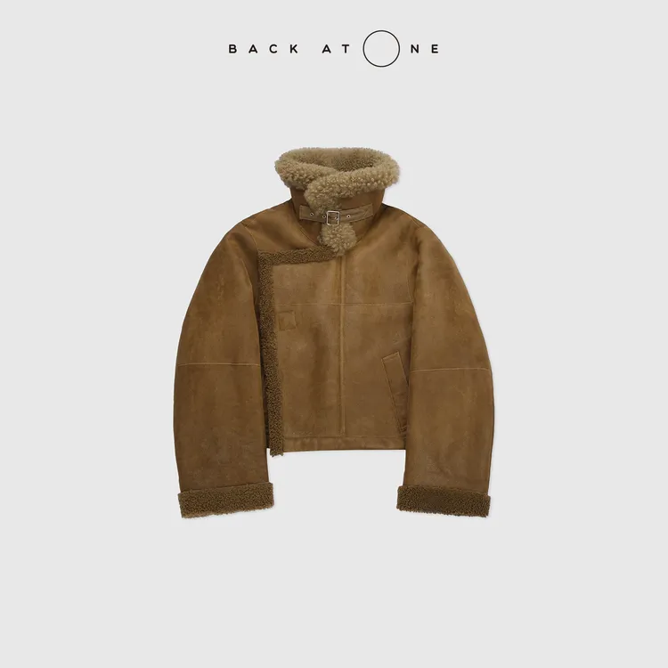 BACKATONE“雅丹之境”  大翻领美利奴皮毛一体外套  BFF-1FC192E-C