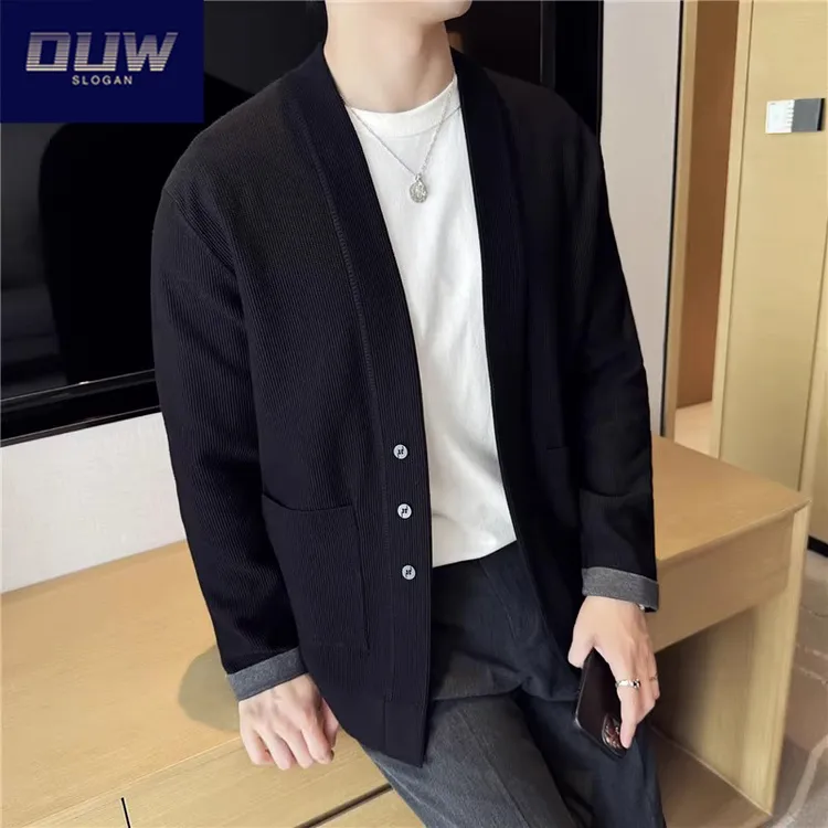 O.U.W2025纽扣保暖宽松开衫潮流秋季新款百搭针织针织衫毛衣帅气