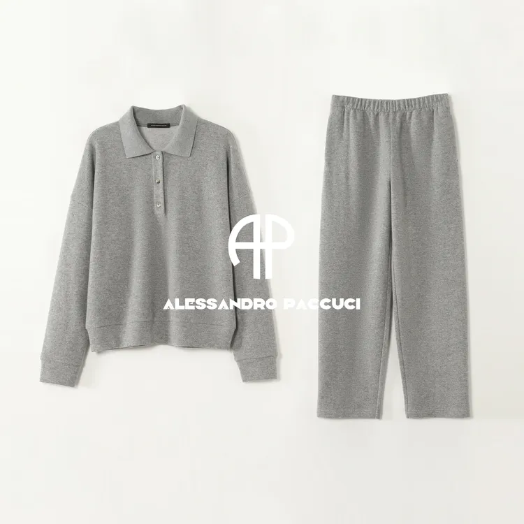 AP洛哥53170TW卫衣/53265KV裤子 黑标/羊绒+棉POLO领上衣/九分裤