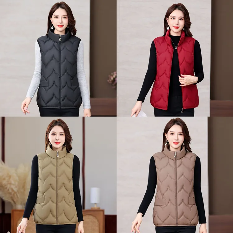 立领休闲风纯色时尚女士新款棉马甲9823-1