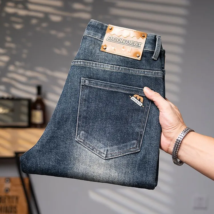 男士秋季重工水洗欧版牛仔裤裤子复古弹力修身小脚休闲牛仔长裤男