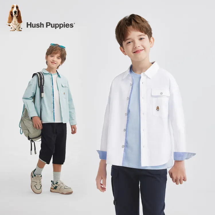【长袖衬衫】暇步士童装2025年春季新款儿童纯色百搭休闲宽松衬衫