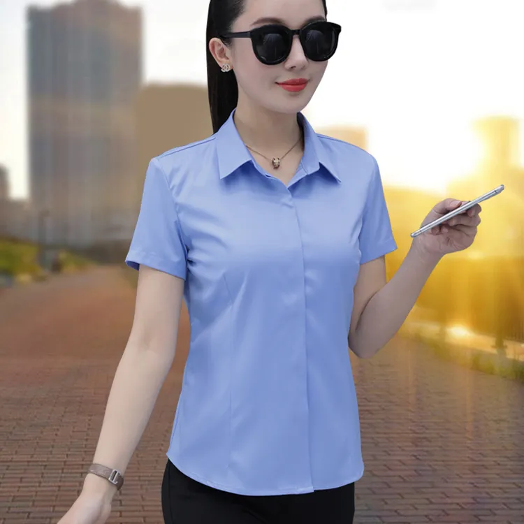 弹力衬衫女短袖免烫2025夏季新款韩版修身气质百搭工作服职业衬衣