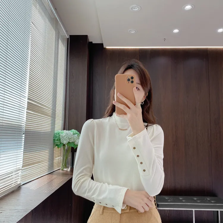 IMFLY金小金自制女装 打底衫DYW9896秋冬纯色简约半高领打底上衣