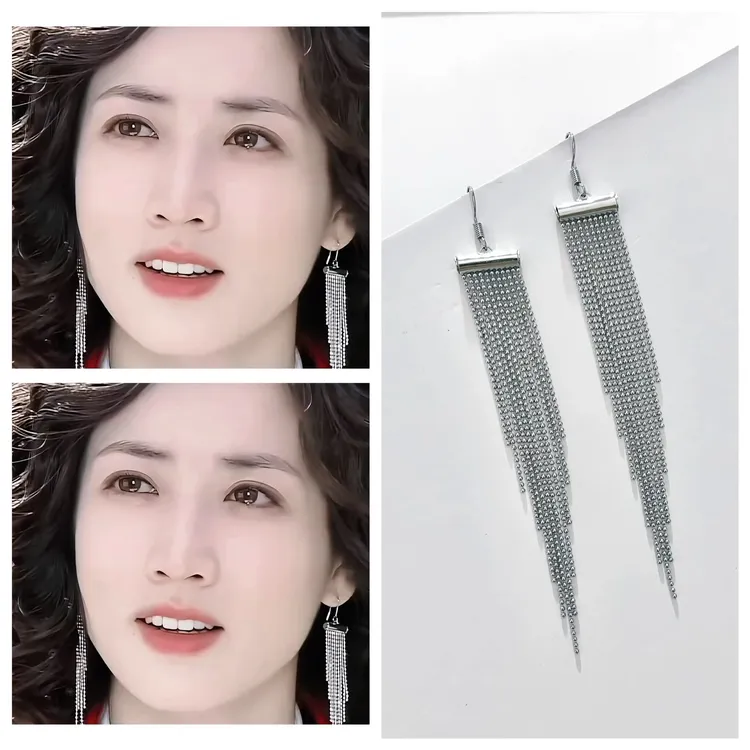 合金耳饰 Healing girl 传闻中的七公主美七同款流苏银针耳环