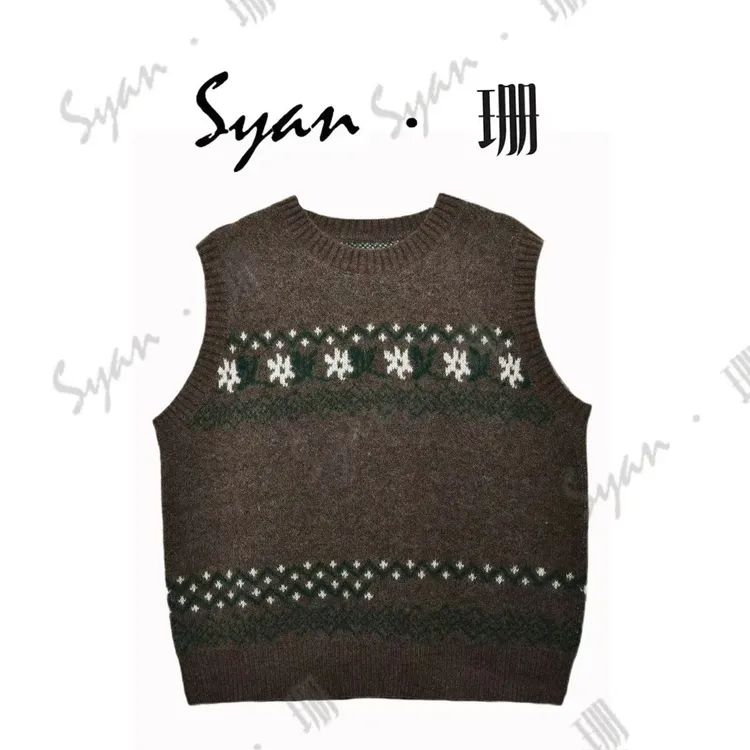 Syan【抹茶拿铁】绵羊毛设计师款文艺范宽松休闲女装马甲