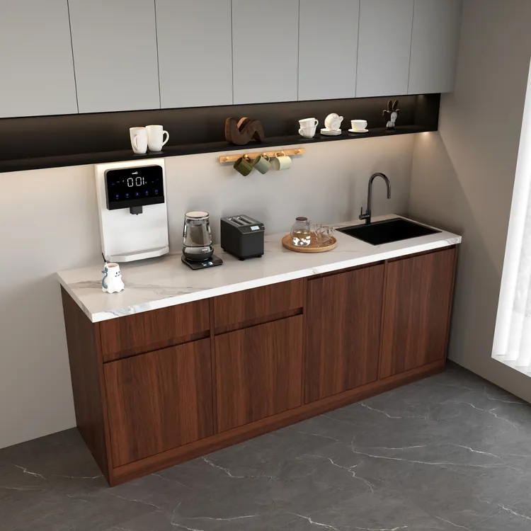 定制公司水吧台简约办公室茶水柜带水槽洗手盆一体操作台切洗台