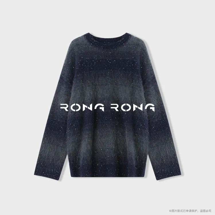 溶溶【诗画星澜】RONGRONG 绵羊毛兔毛马海毛烫钻拉毛羊毛衫1958