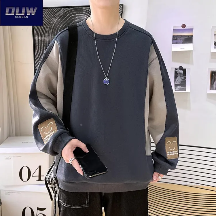 O.U.W男士厚T恤2025新款秋季潮流青少年加绒小众长袖T恤宽松上衣