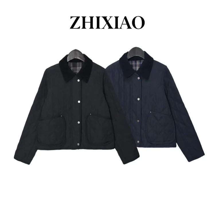 【ZHIXIAO】秋冬新款：菱格翻领棉服75156
