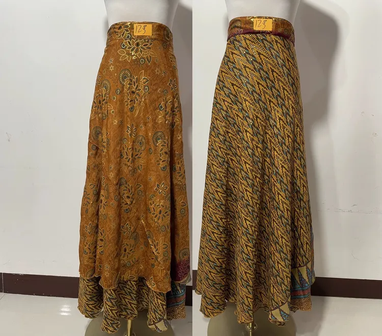 尼泊尔进口精品全新定制高级烫金面料一片式裹裙民旅风异域风情
