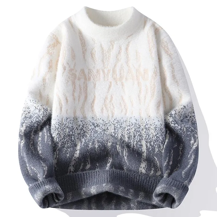 毛衣男秋冬款潮牌青少年线衣水貂绒加厚保暖初高中学生针织打底衫