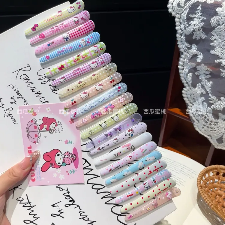 可爱格纹碎发夹鸭嘴夹甜美少女心刘海夹卡通百搭简约发夹无痕发夹
