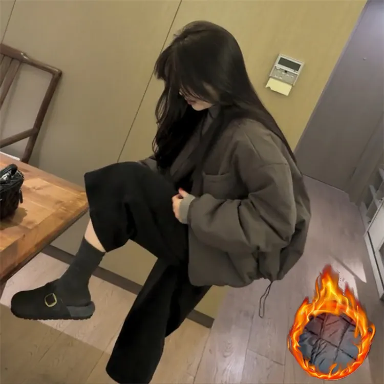 2025秋冬季新款女装小个子薄棉夹克短外套韩系肯豆风宽松显瘦棉衣