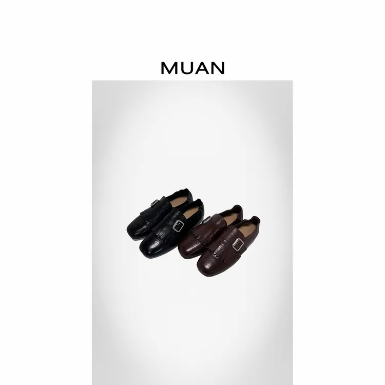 木岸MUAN：《小雕花乐福鞋》定制中古老钱雕花单鞋皮鞋女LL-36-13