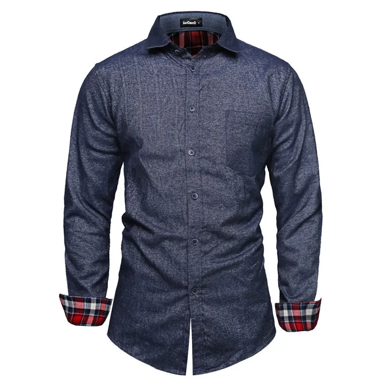 男士大码秋季衬衫修身长袖上衣品质衬衫衬衣户外休闲透气