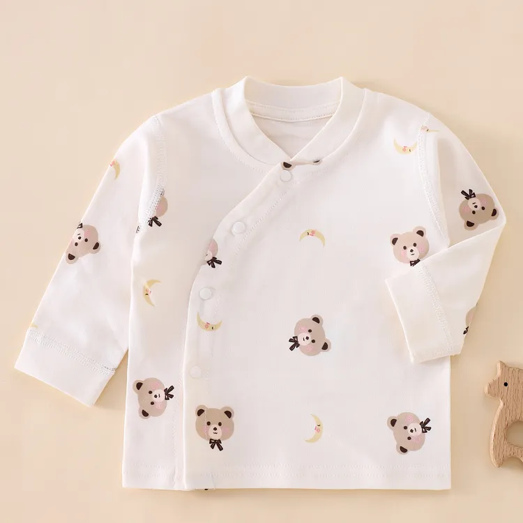 新生儿纯棉长袖上衣春秋季宝宝和尚服睡衣打底衫内衣婴儿贴身衣服